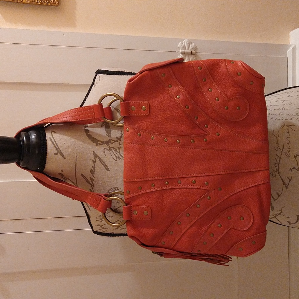 Hot in Hollywood orange leather shoulder bag